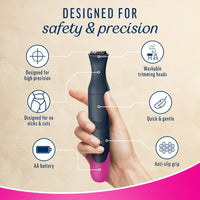 Veet Expert All-in-One Women's Trimmer | Full Body, Bikini, Face & Eyebrow Grooming Trimmer Electric Shaver,Gray
