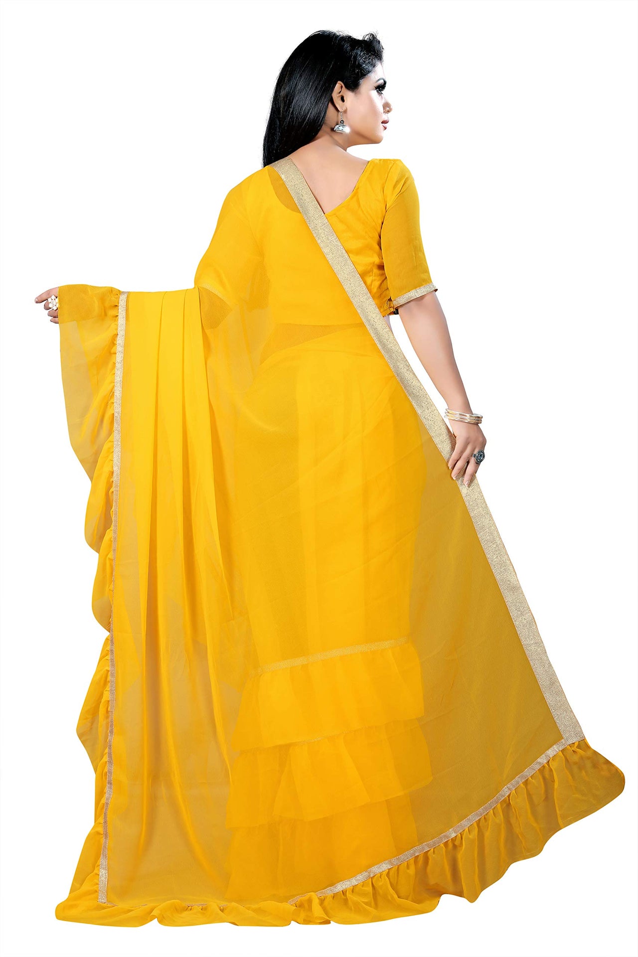 Anjaneya Sarees Women's Georgette Saree With Blouse Piece