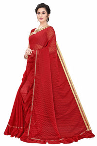 Anjaneya Sarees Women's Georgette Saree With Blouse Piece