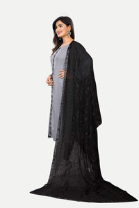 AKSHAR LLC Miss India Women's Chiffon Dupatta With Karachi Embroidery Work