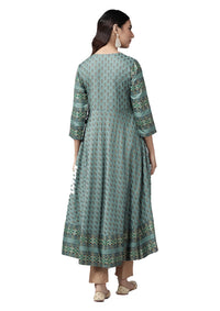 Yash Gallery Women's Plus Size Plus Size Rayon Floral Printed Anarkali Kurta for Women