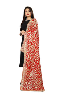 AKSHAR LLC Women's Embroidered Chiffon Dupatta
