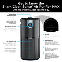 Shark Air Purifier for Home, Office, and Bedroom, Clean Sense Technology, HEPA Air Filter, 1200 Sq Ft, Captures 99.98% of Particles, Pet Dander, Pollutants, Dust, Smoke, Allergens & Smells, HP202 Black 1200 Sq. Ft.