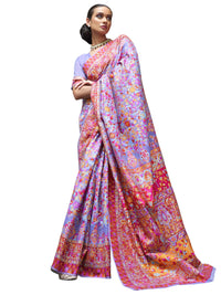AKHILAM Women's Banarasi Cotton Blend Saree With Blouse Piece