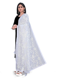 AKSHAR LLC Women's Embroidered Chiffon Dupatta