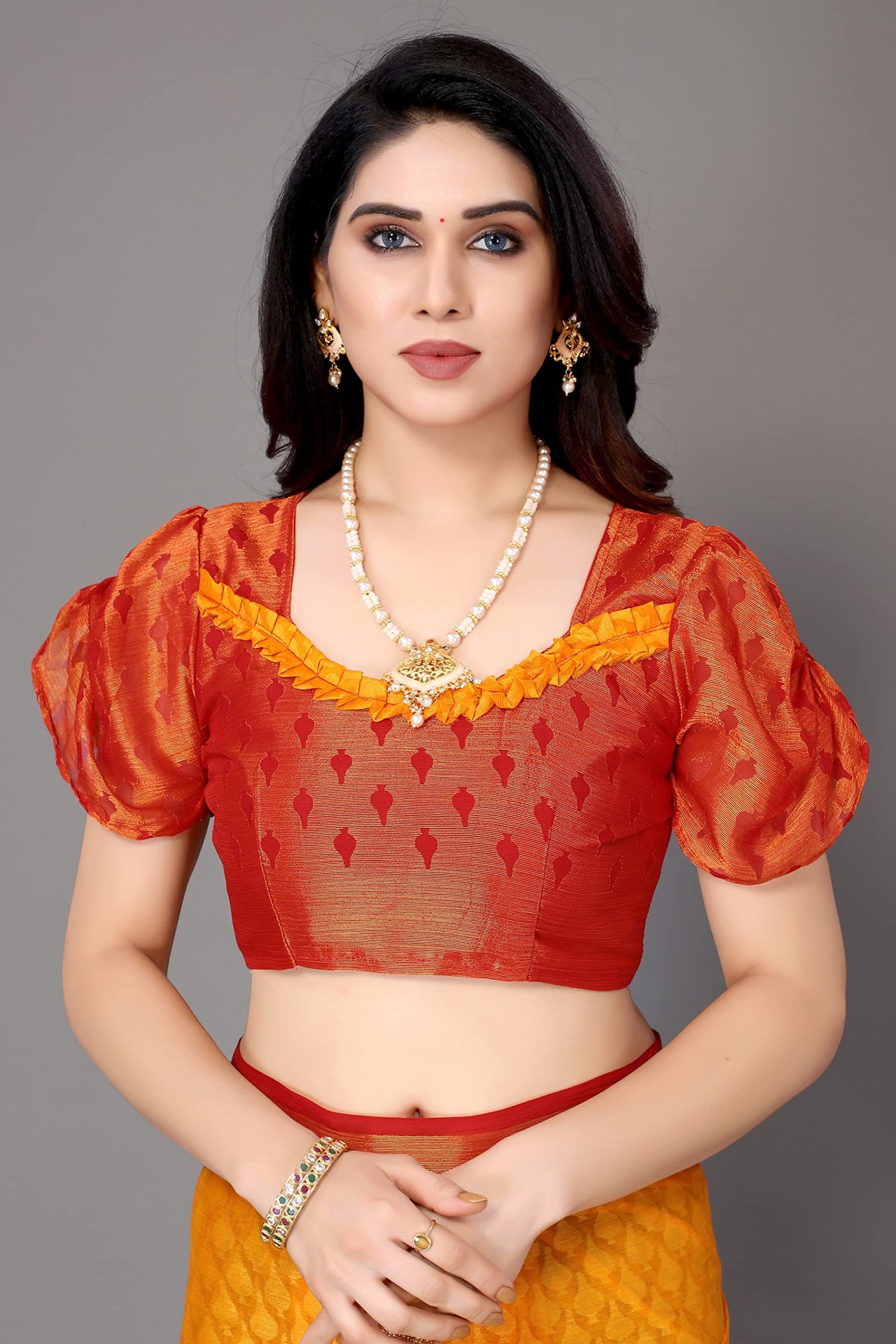 Winza Designer Women's Chiffon Brasso Floral Printed Saree with Blouse Piece