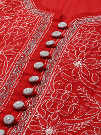 Ada Women's Hand Embroidered Lucknowi Chikankari Cotton Straight Short Top Kurti A178625