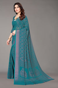 Winza Designer Women's Chiffon Brasso Printed Saree with Blouse Piece (WDP Brasso Malini W)