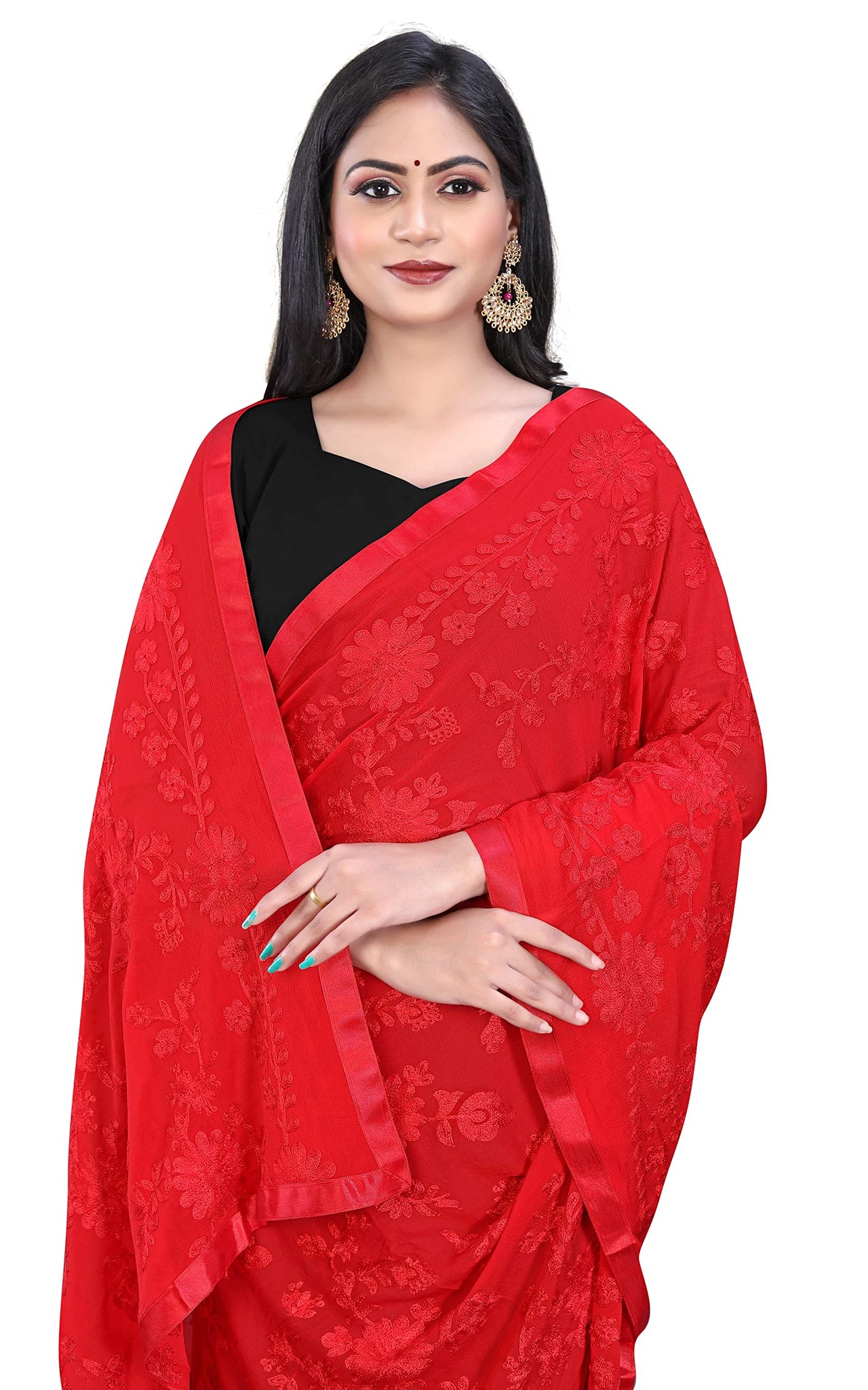 AKSHAR LLC Women's Embroidered Chiffon Dupatta