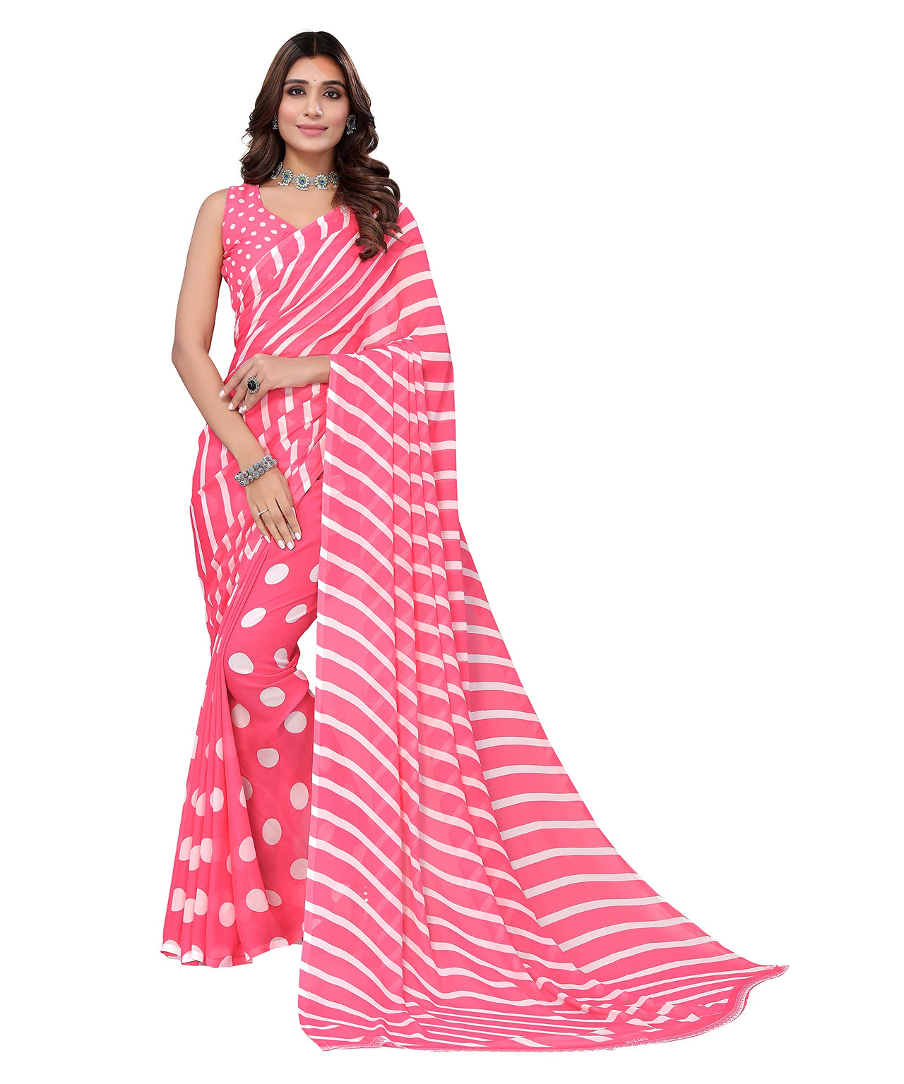 Yashika Women's Georgette Printed Saree With Blouse Piece
