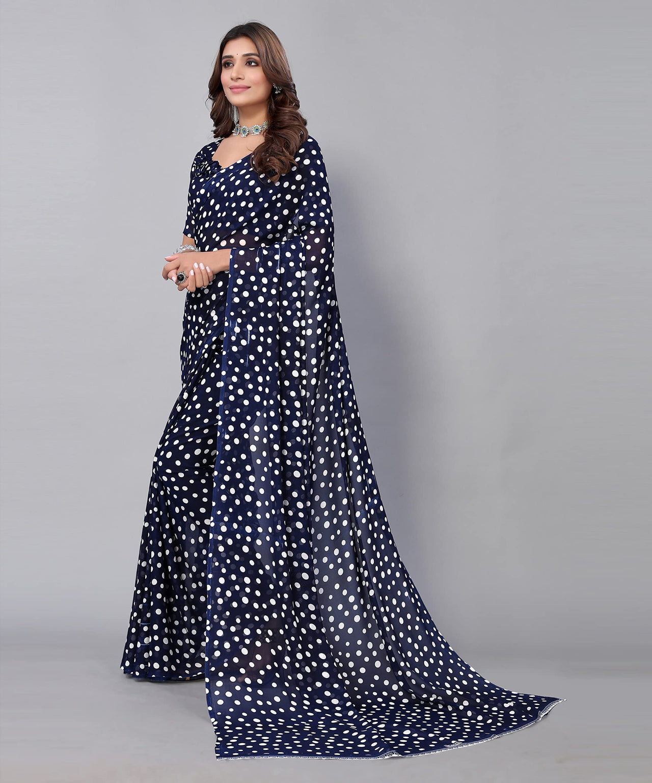 Yashika Women's Georgette Printed Saree With Blouse Piece