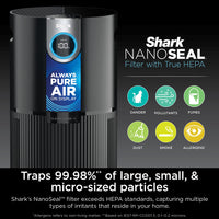 Shark Air Purifier for Home, Office, and Bedroom, Clean Sense Technology, HEPA Air Filter, 1200 Sq Ft, Captures 99.98% of Particles, Pet Dander, Pollutants, Dust, Smoke, Allergens & Smells, HP202 Black 1200 Sq. Ft.