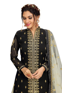 TRENDMALLS Women's Georgette Embroidery Kurta Lehenga Suit Set Stitched