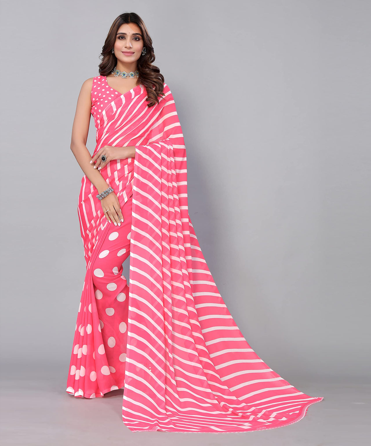 Yashika Women's Georgette Printed Saree With Blouse Piece