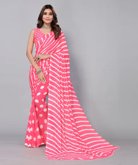 Yashika Women's Georgette Printed Saree With Blouse Piece