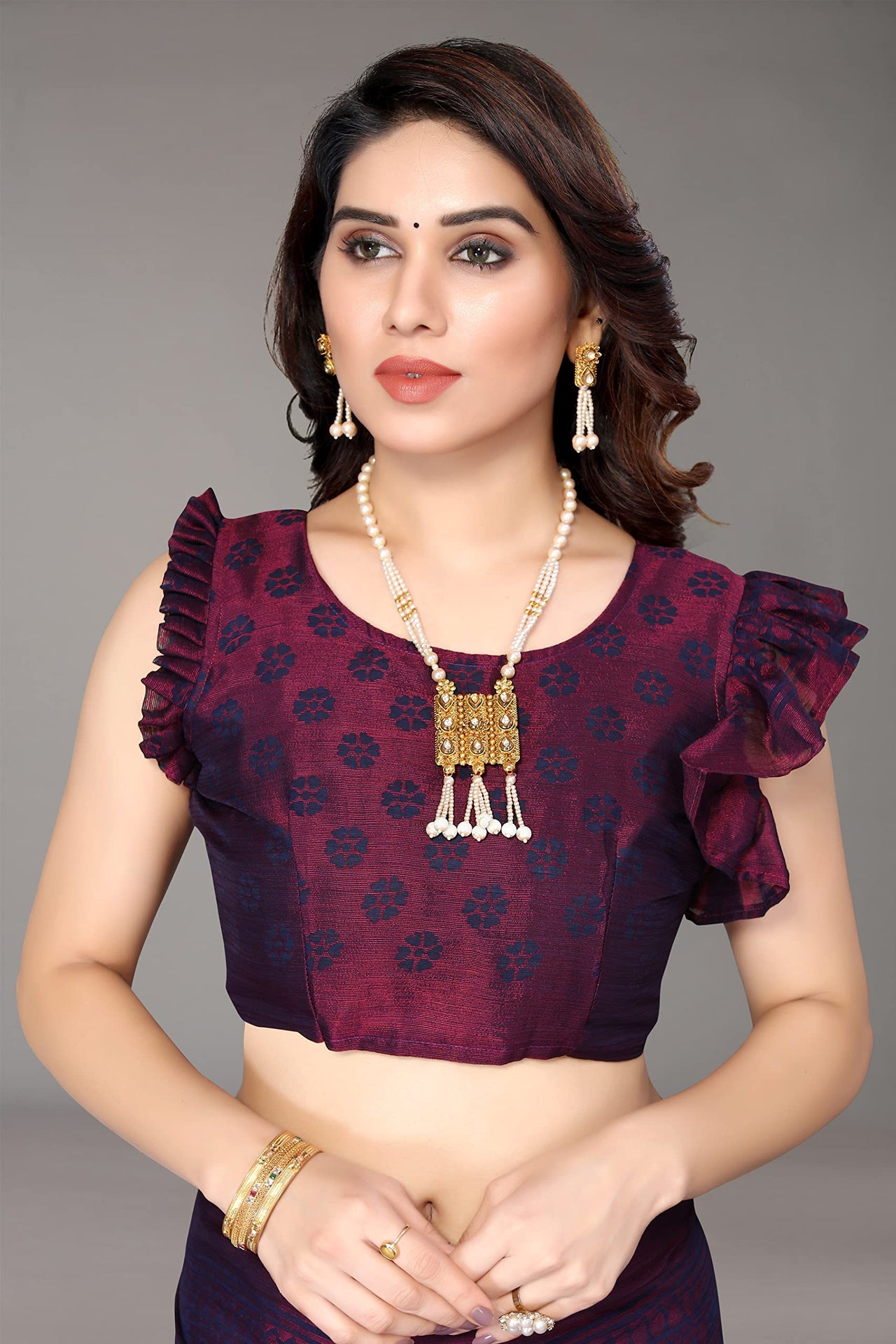 Winza Designer Women's Chiffon Brasso Printed Saree with Blouse Piece (WDP Brasso Malini W)