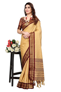 Tarshika Women's Cotton Silk Handloom Weaving Silk Saree With Rich Contrast Pallu(COTTON SILK SAREE_04)