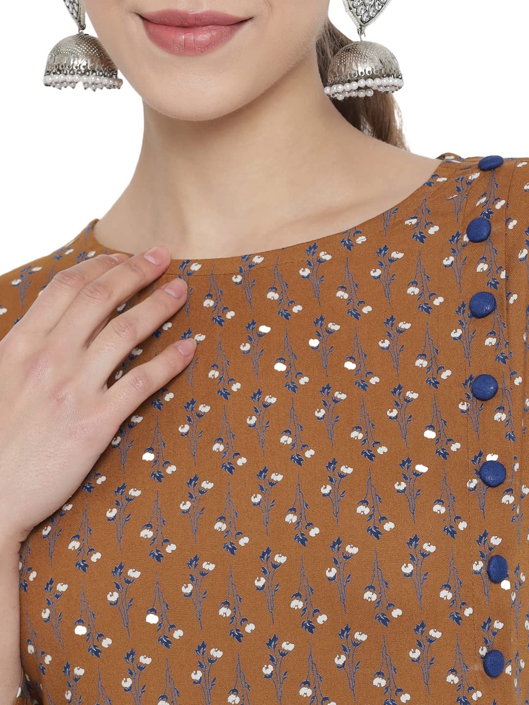 Yash Gallery Women's Rayon Floral Printed A-Line Kurta for Women