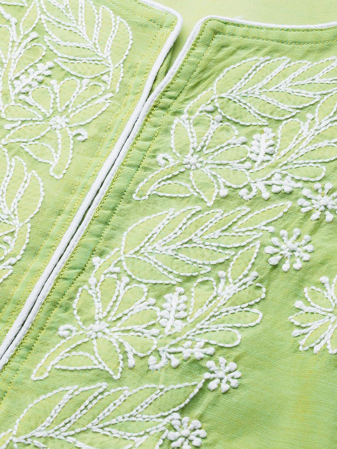 Ada Hand Embroidered New Lucknowi Chikankari Chanderi Kurta Kurti for Women A411175