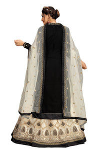 TRENDMALLS Women's Georgette Embroidery Kurta Lehenga Suit Set Stitched