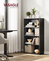 VASAGLE Bookshelf, 23.6 Inches Wide, 4-Tier Open Bookcase with Adjustable Storage Shelves, Floor Standing Unit, Cloud White ULBC164T14 1 Pack 4 Tiers (23.6