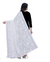 AKSHAR LLC Women's Embroidered Chiffon Dupatta