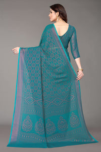 Winza Designer Women's Chiffon Brasso Printed Saree with Blouse Piece (WDP Brasso Malini W)
