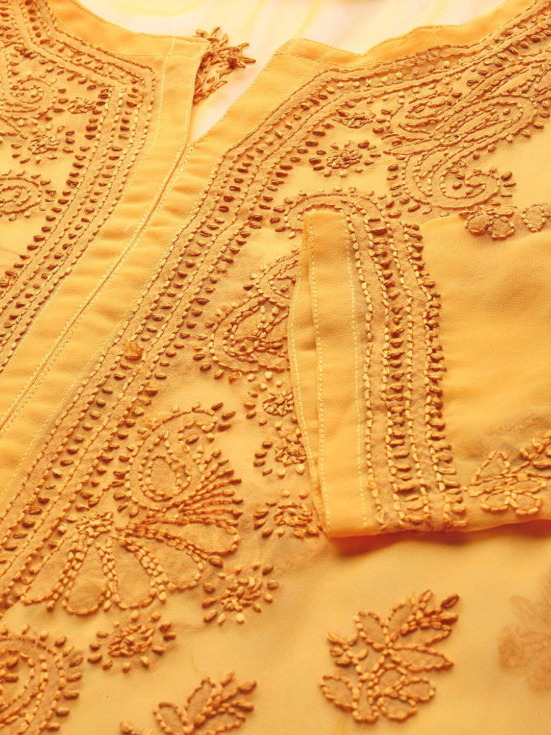 Ada Lucknowi Hand Embroidered Chikankari Women's Georgette Kurta Kurti with Slip