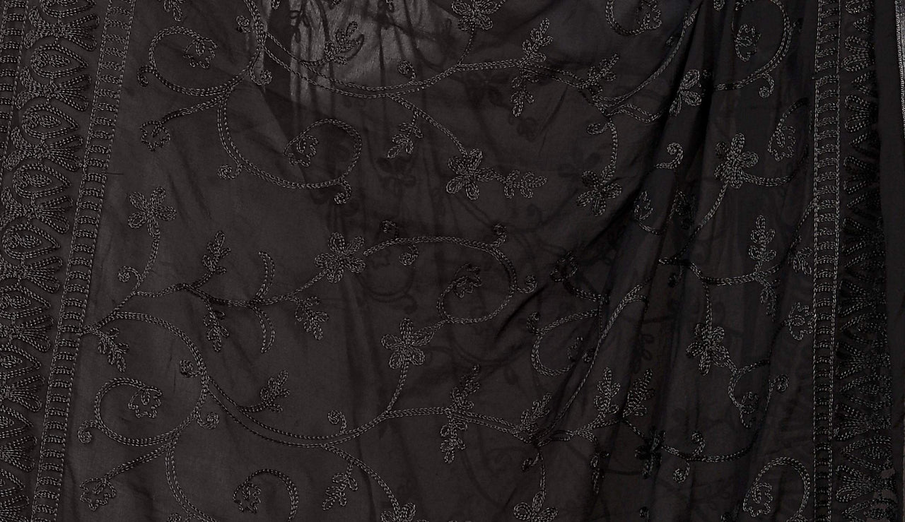 AKSHAR LLC Miss India Women's Chiffon Dupatta With Karachi Embroidery Work