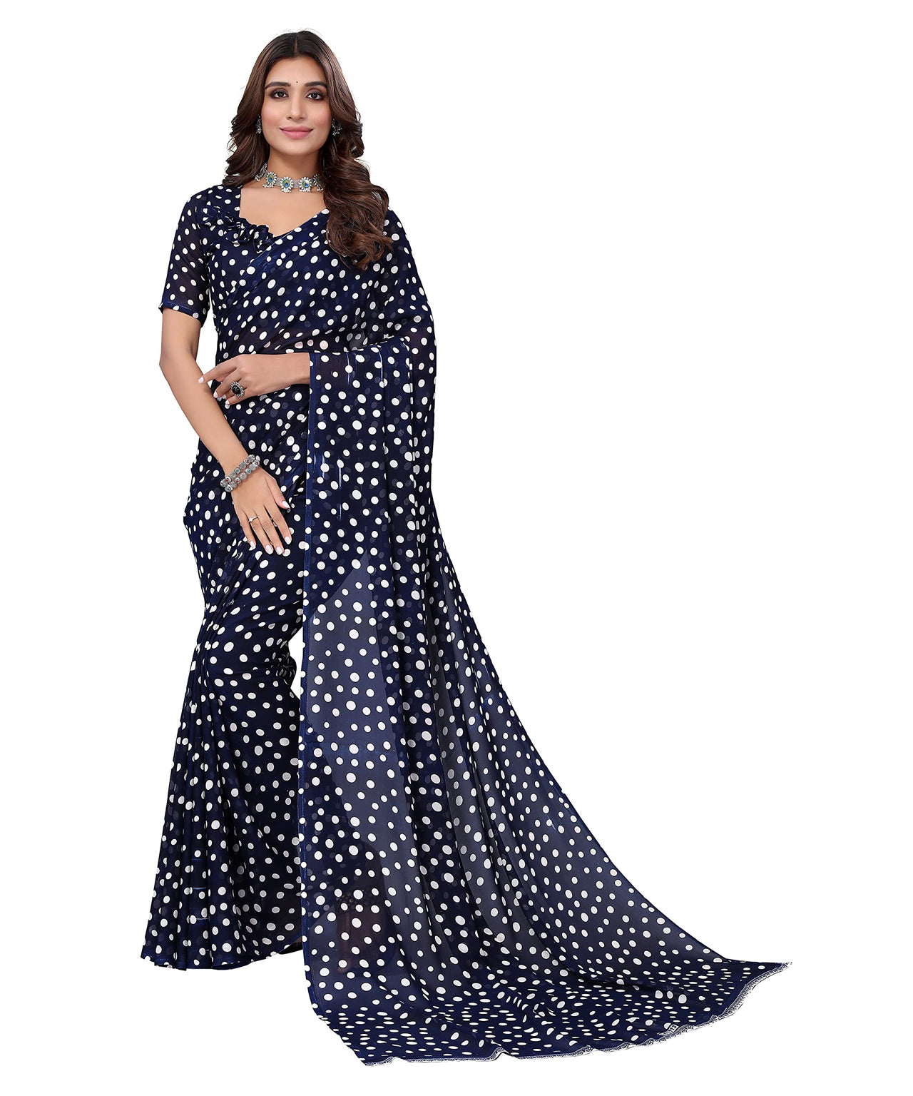 Yashika Women's Georgette Printed Saree With Blouse Piece