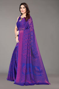 Winza Designer Women's Chiffon Brasso Printed Saree with Blouse Piece (WDP Brasso Malini W)