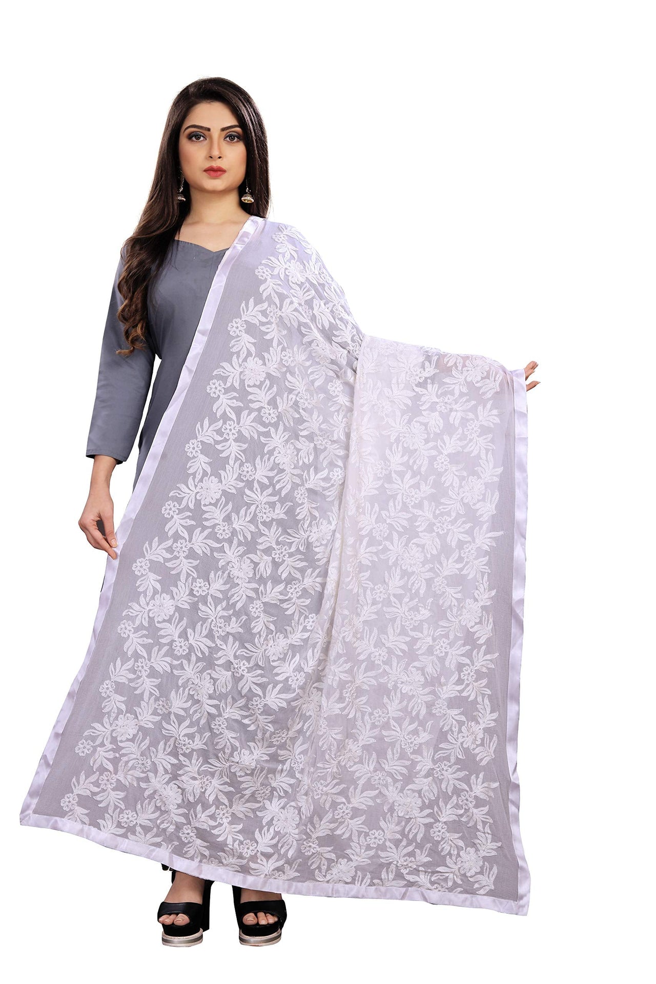 Akshar Llc Miss India Women's Chiffon Dupatta With Goodembroidery Work
