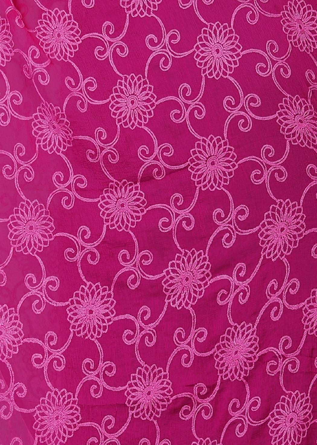 AKSHAR LLC Women's Designer Pure Chiffon Dupatta with Pure Cotton Thread Embroidery Work