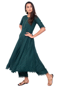 Amayra Women's Rayon Anarkali Kurti With Palazzos