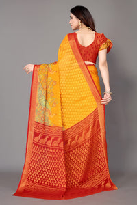 Winza Designer Women's Chiffon Brasso Floral Printed Saree with Blouse Piece