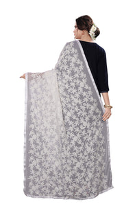 AKSHAR LLC Miss India Women's Chiffon Dupatta With Karachi Embroidery Work