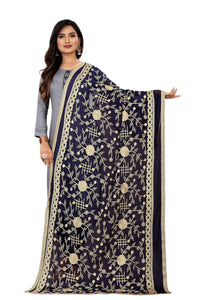 AKSHAR LLC Miss India Women's Chiffon Dupatta With Karachi Embroidery Work