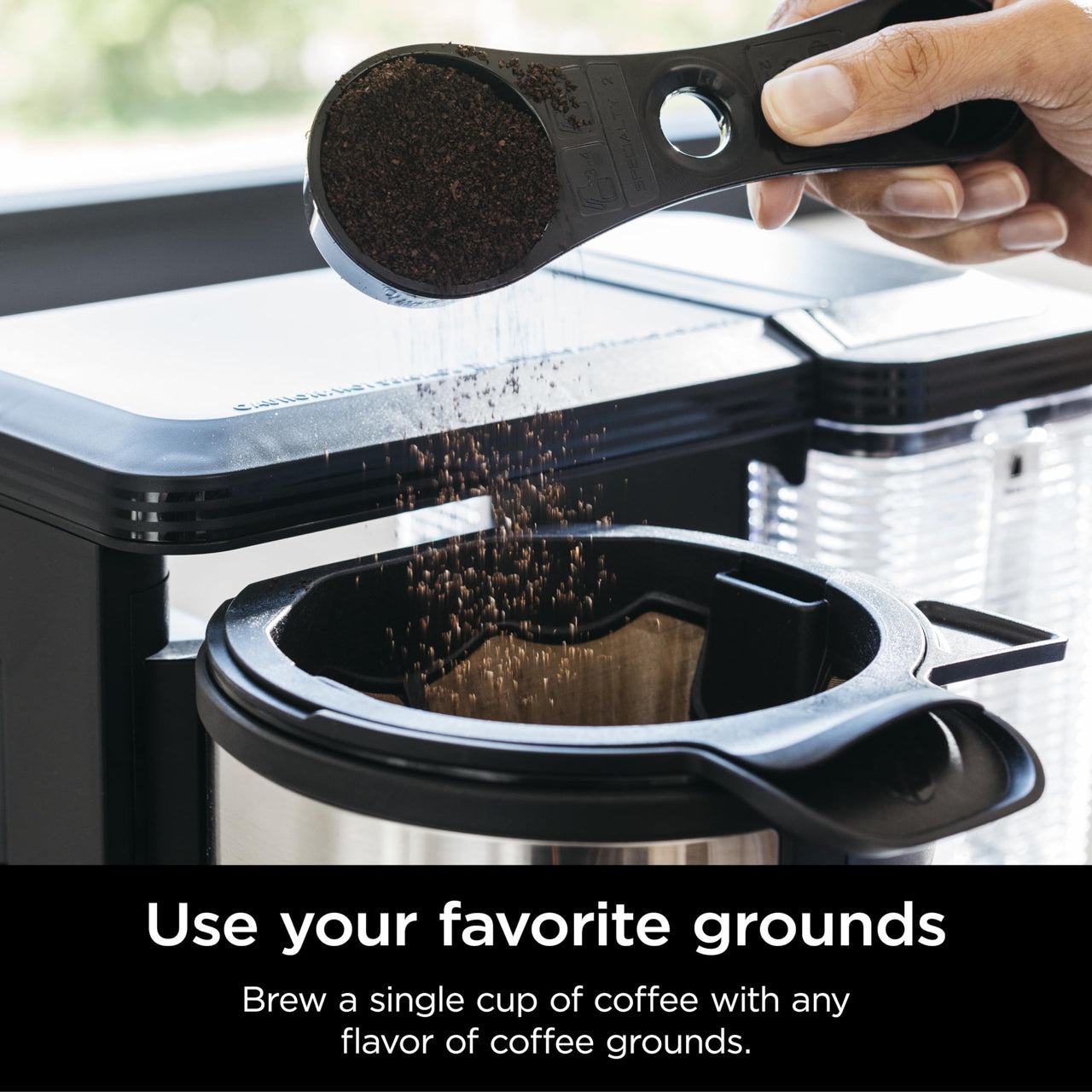 Ninja Specialty Coffee Maker, Hot & Iced Coffee, 6 Brew Styles, 8 Sizes, Small Cup to Travel Mug, 10-Cup Carafe, Fold-Away Frother, Permanent Filter, Removable Reservoir, Black, CM401 10 cup - Stainless Steel