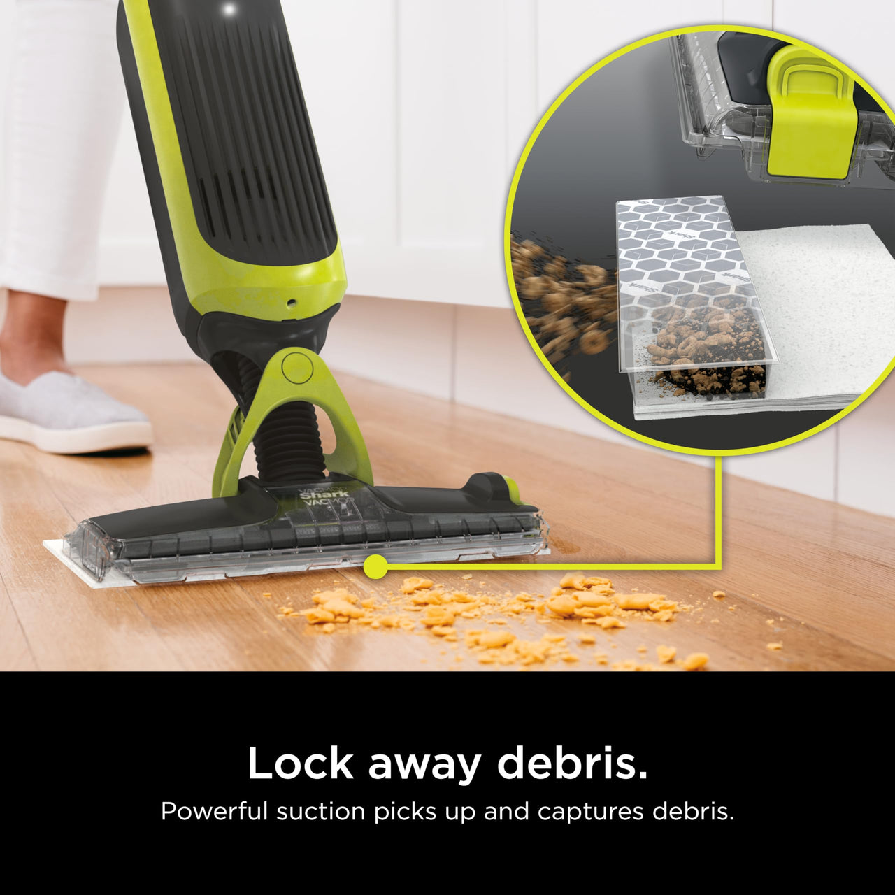 Shark VACMOP Pro Cordless Hard Floor Vacuum Mop with On-Demand Spray and Headlights, includes 4 Disposable VACMOP Pads and a 12oz VACMOP solution, Charcoal Gray, VM252