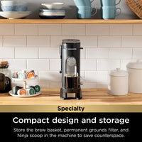 Ninja Pods & Grounds Specialty Single-Serve Coffee Maker, K-Cup Pod Compatible, Built-In Milk Frother, 6-oz. Cup to 24-oz. Travel Mug Sizes, Iced Coffee Maker, Glacier Blue, PB051GB