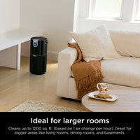 Shark Air Purifier for Home, Office, and Bedroom, Clean Sense Technology, HEPA Air Filter, 1200 Sq Ft, Captures 99.98% of Particles, Pet Dander, Pollutants, Dust, Smoke, Allergens & Smells, HP202 Black 1200 Sq. Ft.