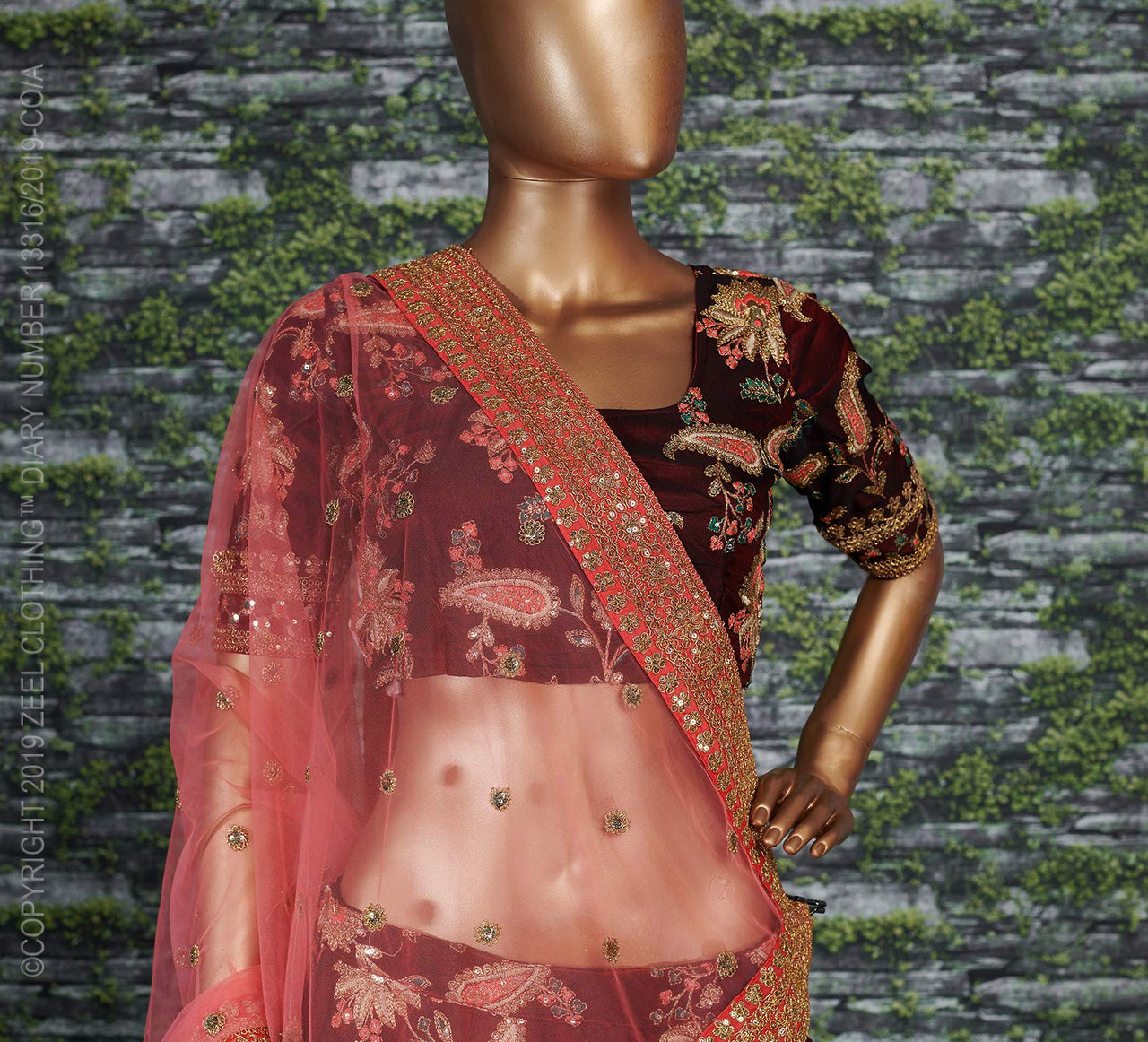 Zeel Clothing Women's Silk Semi-Stitched Lehenga Choli (7034-Wedding-Bridal-Latest-New; Free)