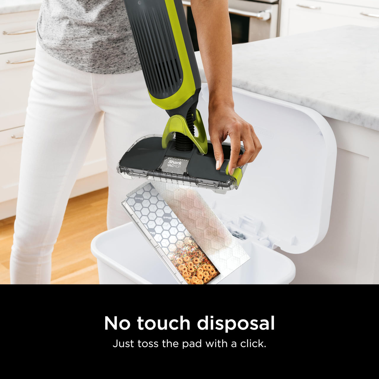 Shark VACMOP Pro Cordless Hard Floor Vacuum Mop with On-Demand Spray and Headlights, includes 4 Disposable VACMOP Pads and a 12oz VACMOP solution, Charcoal Gray, VM252