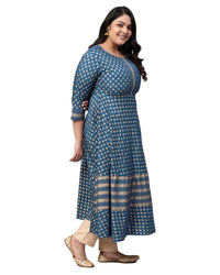 Yash Gallery Women's Rayon Golden Buti Printed Anarkali Kurta