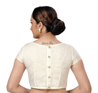 X3 Women's Polyester Cap Sleeves Chanderi Silk Sequin Embroidered Saree Blouse