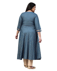 Yash Gallery Women's Rayon Golden Buti Printed Anarkali Kurta