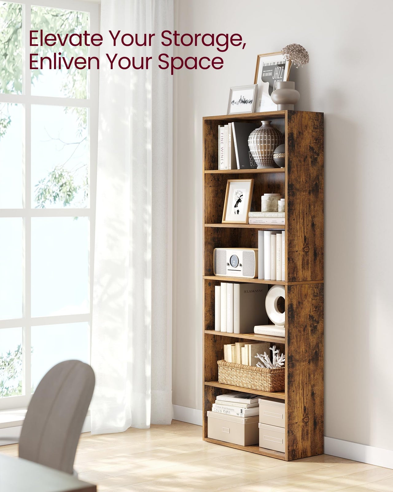 VASAGLE Bookshelf, 23.6 Inches Wide, 4-Tier Open Bookcase with Adjustable Storage Shelves, Floor Standing Unit, Cloud White ULBC164T14 1 Pack 4 Tiers (23.6"W x 42.4"H)
