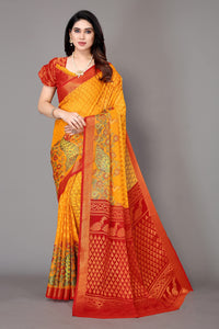 Winza Designer Women's Chiffon Brasso Floral Printed Saree with Blouse Piece