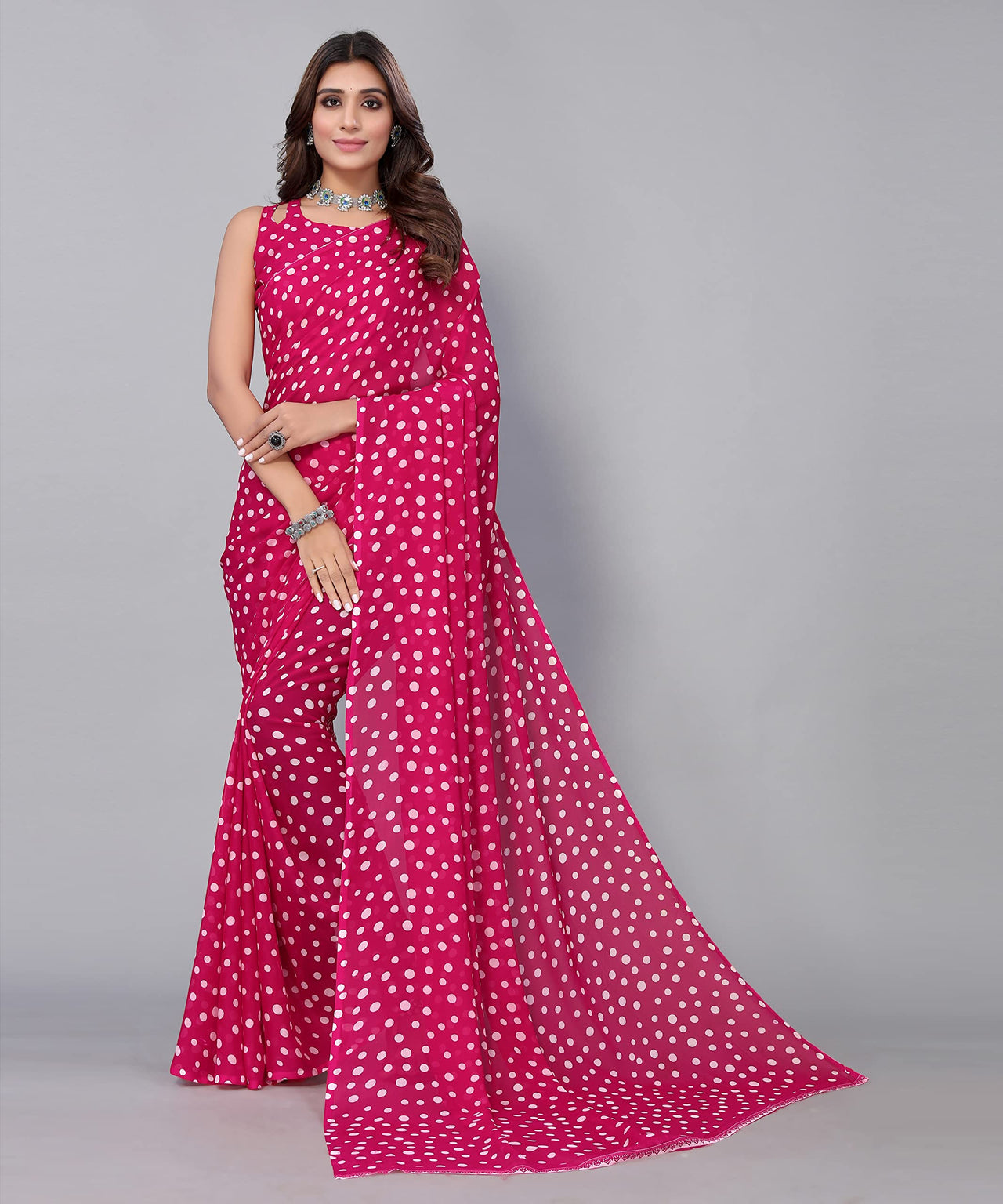 Yashika Women's Georgette Printed Saree With Blouse Piece