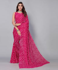 Yashika Women's Georgette Printed Saree With Blouse Piece